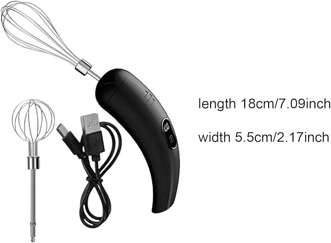 predolo Electric Egg Beater USB Milk Frother Handheld Cream Mixer 5 Speed Adjustable Kitchen Tool Stainless Steel Beaters Suitable, Black