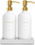 Prus Waso Gold Soap Dispenser Bathroom Set, Hand and Lotion Dispenser with Stainless Steel Pump, Perfect for Modern Bathroom Decor. (Gold)