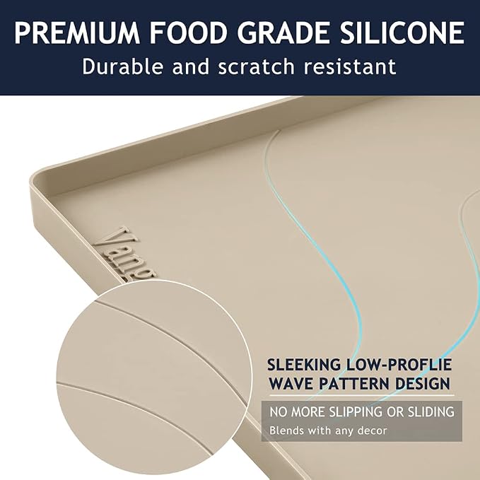 Heavy Duty Silicone Under Sink Mats for Kitchen Waterproof 37" x 19", Extra Thick Under Sink Rubber Mat Drip Tray, Raised Edge Under Sink Liner,Prevent Drips, Leaks, Spills,Beige