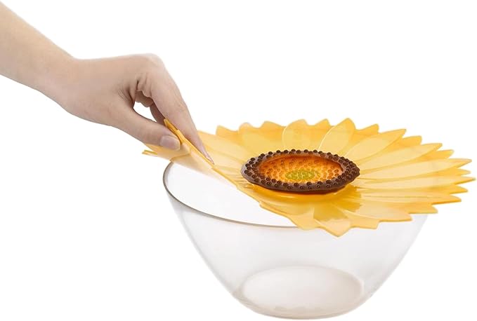 Charles Viancin - Sunflower Silicone Lid for Food Storage and Cooking - 9''/23cm - Airtight Seal on Any Smooth Rim Surface - BPA-Free - Oven, Microwave, Freezer, Stovetop and Dishwasher Safe