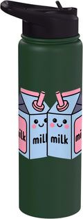 Milk Carton Kawaii Cute Smiling Milk Stainless Steel Insulated Water Bottle