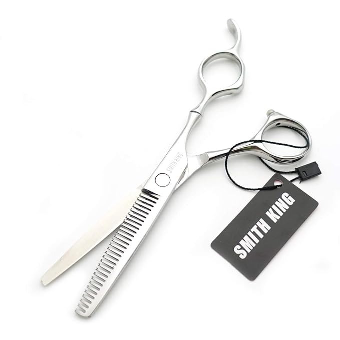 6.0 Inches Hair Cutting Scissors Set with Combs Lether Scissors Case,Hair cutting shears Hair Thinning shears For Personal and Professional (Silver)