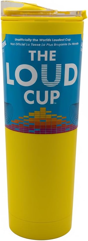 The LoudCup Blow Horn Tumbler, Cheer & Sip 2-in-1 Reusable Water Bottle with Built-In Horn for Sports Games, Tailgates, Parties & Events, BPA-Free, 23 oz, Sunshine Yellow