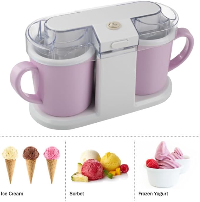 Ice Cream Maker - 1QT Ice Cream Machine for Sorbet, Gelato, Frozen Yogurt and More - Kitchen Appliances and Gadgets by Classic Cuisine (Pink)