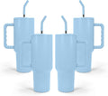 AGH 40 oz Sublimation Tumbler with Handle 4-Pack Stainless Steel Insulated Tumblers Blanks Water Bottle Travel Cups Matte Blue