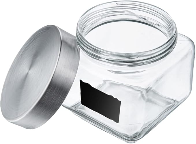 Restaurantware-Vetri Glass Storage Jar Set, 3-Piece Dishwashable Glass Cookie Jars - Airtight Seal, Hot & Cold Friendly, Clear Candy Jars, For Kitchen, Laundry, Or Storage