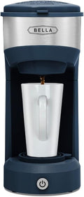 BELLA Dual Brew Single Serve Coffee Maker, Brews both Kcup and Ground Coffee, Large 14oz Capacity, Easy One Touch, Auto Shutoff, Navy