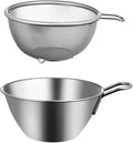 Zerodeko Colander Set with Handle 7.08 Inch Rice Washing Bowl and Food Strainer for Kitchen Use Lightweight Basin for Fruit Cleaning and Microwave Heating