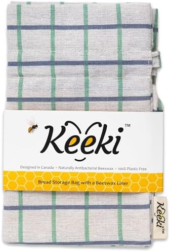 Reusable Beeswax Lined Bread Bag (Blue) & Non-Scratch Mesh Cleaning Cloth – Bread Storage & Kitchen Cleanup Bundle – 2-Piece Set
