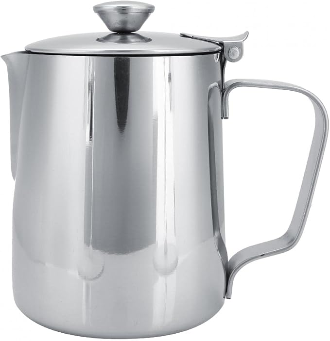 Frothing Pitcher Stainless Steel Coffee Cup Mug Milk Frothing Pitcher Jug with Lid for Latte Coffee Art(350ml)