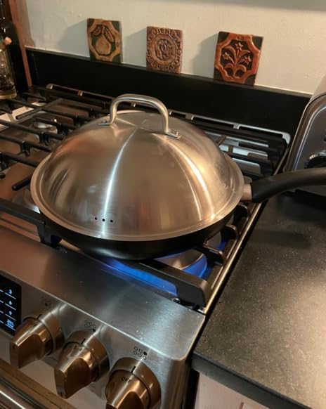 Griddle Accessories Pot Wok Lids - Heavy Duty 12 Inch Round Basting Cover - Stainless Steel - Cheese Melting Dome and Steaming Cover - Best for Use in Flat Top Grill Cooking Indoor Outdoor- 2 Domes