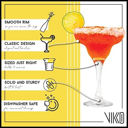 Vikko Margarita Glasses Set of 12, 10 Ounce, Crystal Clear Bulk Margarita Glass, Cosmopolitan Glassware for Margaritas, Frozen Drinks, Pina Coladas and Cocktails, Margarita Cups