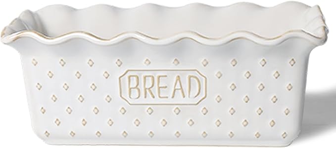 Ceramic Loaf Pan for Baking Bread, 9"X5" Bread Pans (Vintage White)