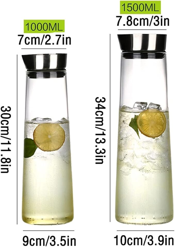 Water Pitcher Creative Water Jug with Lid High Borosilicate Glass Pitcher Thickened Heat-Resistant Teapot for Juice, Milk, Hot and Cold Beverages Iced Tea Pitcher (Size : L)