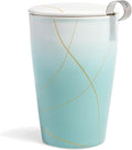 Tea Forte Double-Walled Ceramic Kati Cup, Removable Stainless Steel Infuser Basket and Lid, Steeps 12 oz Loose Leaf Tea, Dishwasher & Microwave Safe, Wellbeing