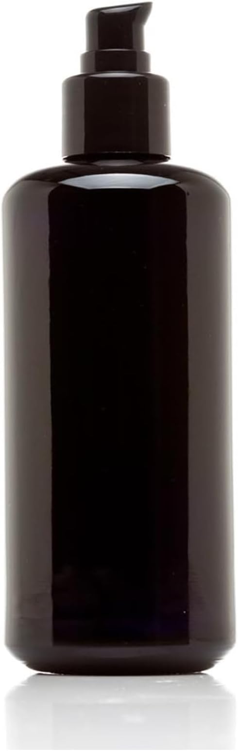 Infinity Jars Ultraviolet Glass Push Pump Bottle 200 Ml (6.8 fl oz) Refillable Containers for Lotion Homemade Cosmetics Make-up Skin Care Cream, Lotion, Shampoo, Conditioner Dispenser Bottles
