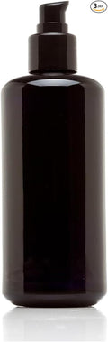 Infinity Jars 200 Ml (6.8 fl oz) Refillable Ultraviolet Black Glass Pump Bottles Leak-Proof Travel Containers for Toner, Sanitizer, Beard Oil, Hair Serum, Essential Oils 3-Pack