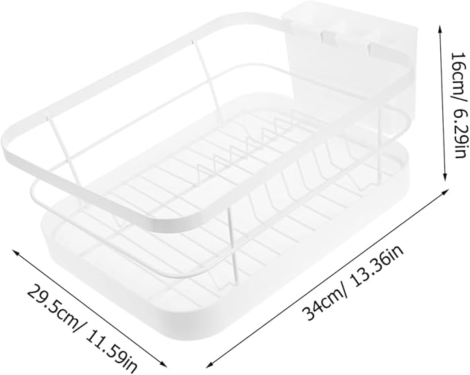 OUNONA Kitchen Tableware Drainer Rack Dish Drying Racks for Kitchen Counter Dish Bowl Drain Easy Installation White