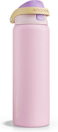 ENCOOL Leakproof Insulated Water Bottle with Straw Dual-Sip Water Bottle Bag-Safe Design for Work, Commute & Gym – Keeps Drinks Cold All Day, 32 oz, Peach Purple