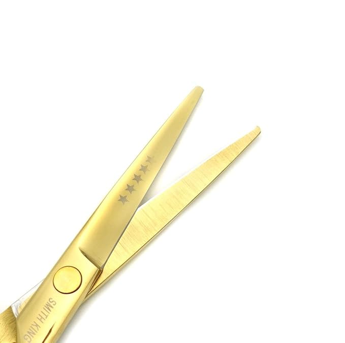 5.5 Inches Hair Cutting Scissors Set with Razor Combs Lether Scissors Case,Hair Cutting Shears Hair Thinning Shears for Personal and Professional (Gold)