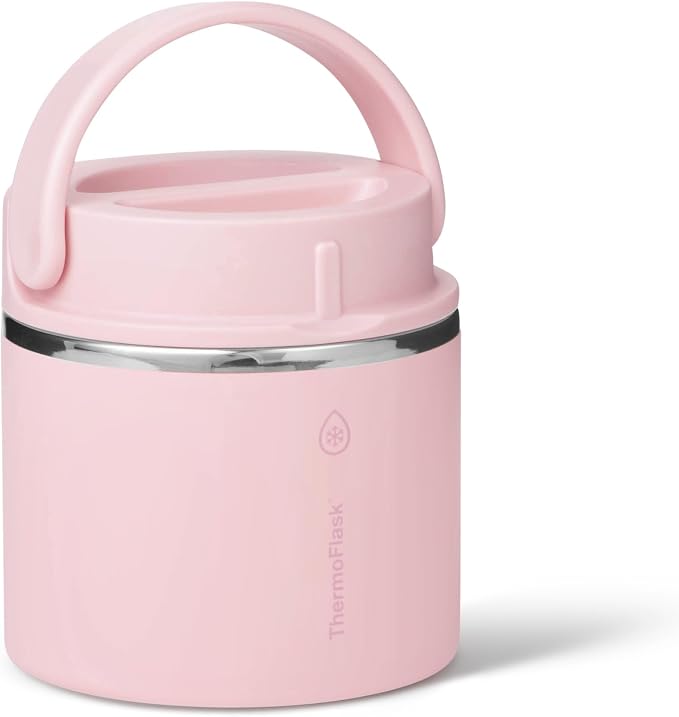ThermoFlask Insulated Food Jar with Leakproof Lid (20 oz, Blush) - Stainless Steel Food Containers for Hot & Cold Meals, Lunch, Soup & Snacks