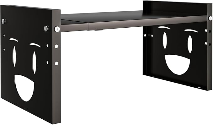 Fun-Face Expandable Cabinet Shelf Organizer,Adjustable Height & Width, Stackable Metal Storage Rack,Kitchen Spice Rack, Pantry Shelf, Countertops (1, Black)