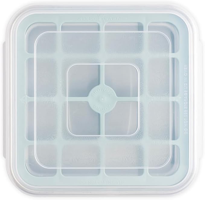 Nordic Ware Brownie Buddy Kit, 9-Inch Square Pan with Plastic Slicer and Lid
