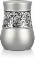 Creative Scents Crackled Glass Bathroom Tumbler Cup - Decorative Silver Crackled Glass Rinse Mug for Water, Best Tumblers for Mouthwash/Rinsing