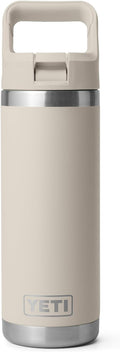 YETI Rambler 18 oz Bottle, Vacuum Insulated, Stainless Steel with Color Matching Straw Cap, Cape Taupe