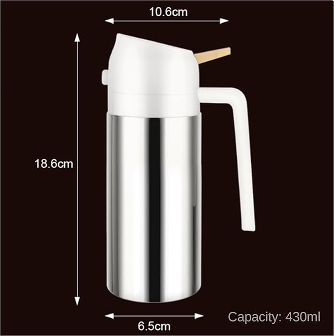 Oil Dispenser for Kitchen, Cooking Oil Sprayer Home Use 2-in-1 Olive Oil Dispenser for Air Fryer Salad Dispenser Bottle for Cooking(White,430ml)