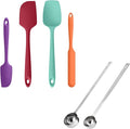 U-Taste 600ºF Heat Resistant BPA Free Silicone Spatula Set of 4 (Multicolor), and 18/8 Stainless Steel 10in Extra Long Coffee Scoop Set of 2, 1&2Tbsp(15&30ml)