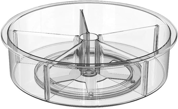 Divided Lazy Susan Turntable Storage Container Rotating Organizer Spinning Organizer Bins for Kitchen Cabinet, Pantry, Refrigerator, Countertop