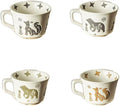 12OZ Stackable Coffee Mugs,Vintage Ceramic Coffee Mugs With Animal patterns for Man,Woman,Dad,Mom, Modern Coffee Mugs Set of 4 for Latte,Cappuccino,Cocoa. Dishwasher&Microwave Safe