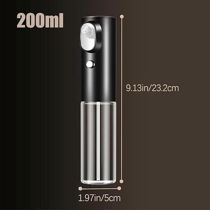 Electric Butter Sprayer for Popcorn, 200ml Rechargeable Glass Oil Sprayer Bottle, 2 Modes Continuous Fine Mist Dispenser for Cooking, Air Fryer, Baking, BBQ & Grilling (1PCS)