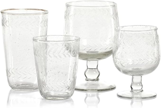Zodax Tuscan Handmade Etched Glass - Sets of 4 (Highball)