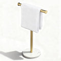 Hand Towel Holder, NEWRAIN Countertop Hand Towel Holder Stand, Stainless Steel Free Standing Hand Towel Rack with Heavy Marble Base, for Bathroom Kitchen & Counter top, Brushed Gold