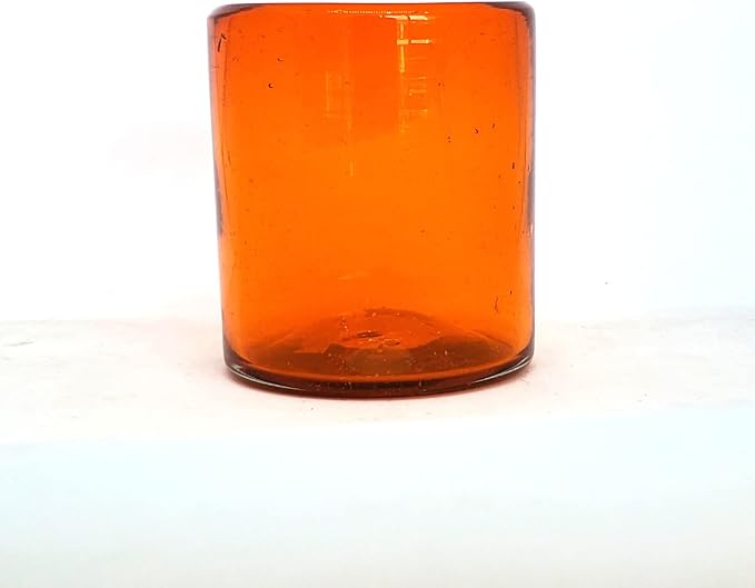 Solid Orange 9 oz Short Tumblers (set of 6), Recycled Glass, Lead-free, Toxin-Free (9oz Tumbler)