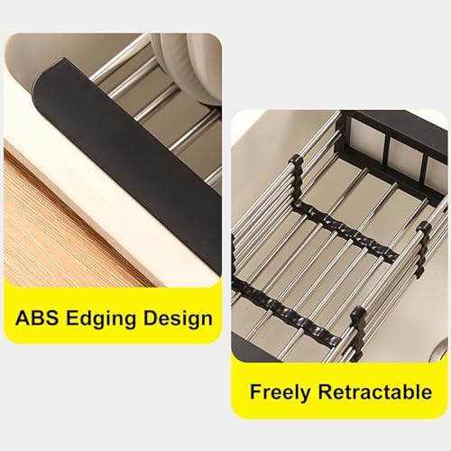 Adjustable Stainless Steel Over Sink Dish Drying Rack, Multipurpose Kitchen Organizer for Plates, Bowls, and Fruits - Space-Saving Drain Basket (Gray, X-Large)