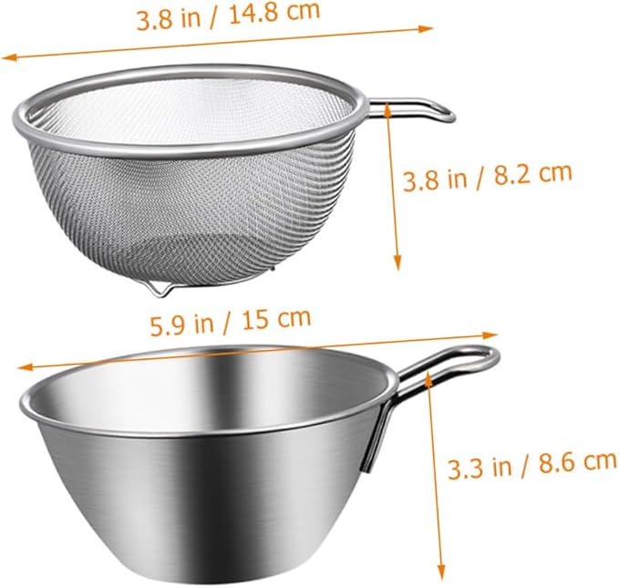 Zerodeko Colander Set with Handle 7.08 Inch Rice Washing Bowl and Food Strainer for Kitchen Use Lightweight Basin for Fruit Cleaning and Microwave Heating