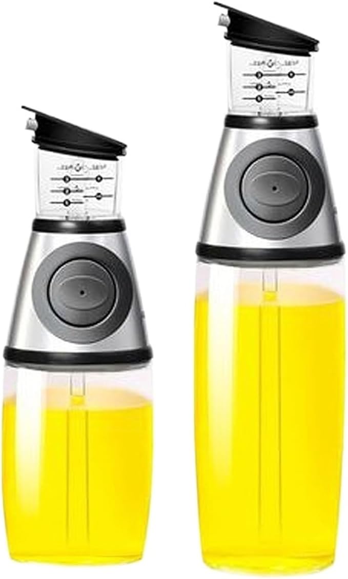 Sprayer Superior Clear Glass Vinegar Jug Dispenser Oil Meter Kitchen Large Opening Filling Cleaning 250/500 ML(500ML 250ML silver)