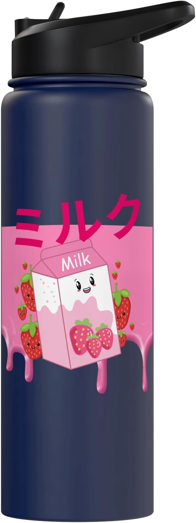 Retro 90s Japanese Kawaii Strawberry Milk Shake Carton Funny Stainless Steel Insulated Water Bottle