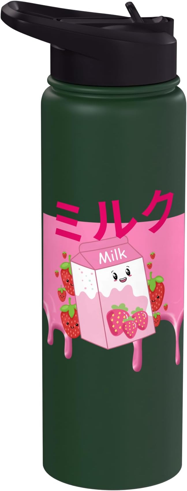 Retro 90s Japanese Kawaii Strawberry Milk Shake Carton Funny Stainless Steel Insulated Water Bottle