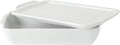Gibson Home Gracious Dining 2.6-Qt White Stoneware Covered Baking Dish w/Multi-Purpose Lid – 12.7" x 9" Rectangular Oven Safe Casserole, Lasagna & Roasting Baker, Lid Doubles as Serveware or Trivet