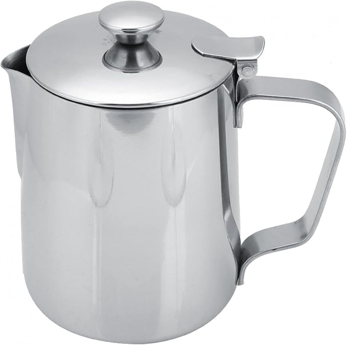 Frothing Pitcher Stainless Steel Coffee Cup Mug Milk Frothing Pitcher Jug with Lid for Latte Coffee Art(350ml)