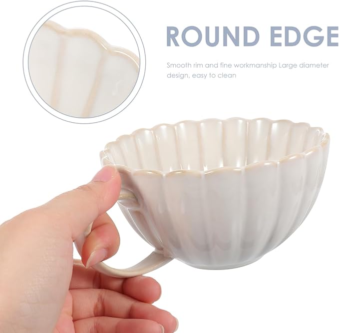 BESTOYARD Ceramic Coffee Cup and Saucer Set – 6.10"" x 6.10"" x 0.98"", 19.4 oz White Porcelain Heat-Retentive for Hot Beverages – for Home, Office, Café, Tea Lovers & Coffee Enthusiasts