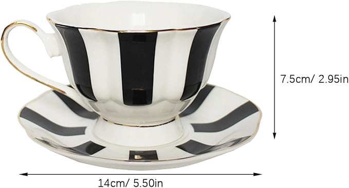 Hemoton Polka Dot Cup and Saucer Set 5.51 Inch Ceramic Coffee Mug with Comfortable Grip for Latte Cappuccino Tea Serving European Style
