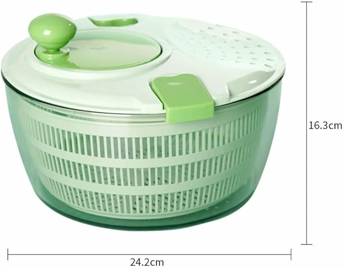 Collapsible Salad Spinner 4L - Hand Crank Vegetable & Fruit Dryer, Removable Basket for Washing, Space Saving Kitchen Storage, BPA-Free (Green)