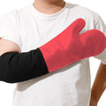 Extra Long High Temp Oven Mitts - 2pcs Commercial, Heavy Duty Non-Slip Grip Mitts - Silicone Heat Resistant Up to 500 Degrees, Ideal for Cooking, Baking & Frying, Red