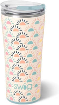 Swig Life 22oz Insulated Tumbler, Travel Coffee Tumbler with Lid, Cup Holder Friendly Travel Coffee Mug, Stainless Steel (Sun Chaser)