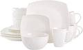 Gibson Soho Lounge Square Porcelain Chip and Scratch Resistant Dinnerware Set, Service for 4 (16pc), White